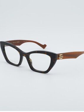 Gucci GG1334O 005 Eyeglasses Havana 52mm Cat Eye Frame